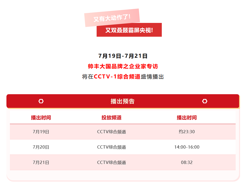 帥豐電器再度霸屏央視，大國(guó)品牌，“豐”華正茂